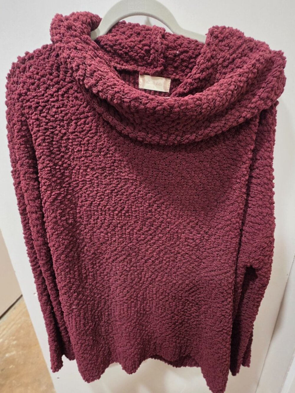 Cowl Neck Maroon Knitted Sweater